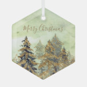 Beautiful Golden Green Christmas Trees Glas Ornament (Voorkant)