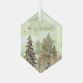 Beautiful Golden Green Christmas Trees Glas Ornament (Voorkant links)