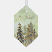 Beautiful Golden Green Christmas Trees Glas Ornament (Voorkant Rechts)