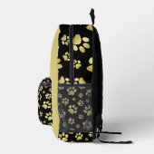 Beautiful Golden Paws Prints on Black Background Bedrukte Rugzak (Rechts)