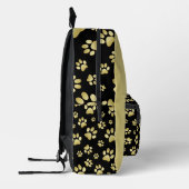 Beautiful Golden Paws Prints on Black Background Bedrukte Rugzak (Links)