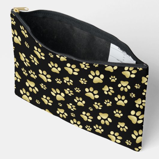 Beautiful Golden Paws Prints on Black Background Etui (Open)