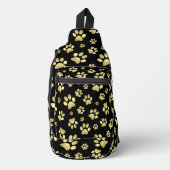 Beautiful Golden Paws Prints on Black Background Sling Bag (Voorkant)