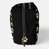 Beautiful Golden Paws Prints on Black Background Toilettasje (Rechts)