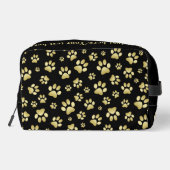 Beautiful Golden Paws Prints on Black Background Toilettasje (Achterkant)