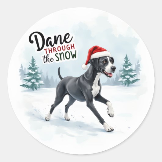Beautiful Great Dane greeting card Ronde Sticker (Voorkant)