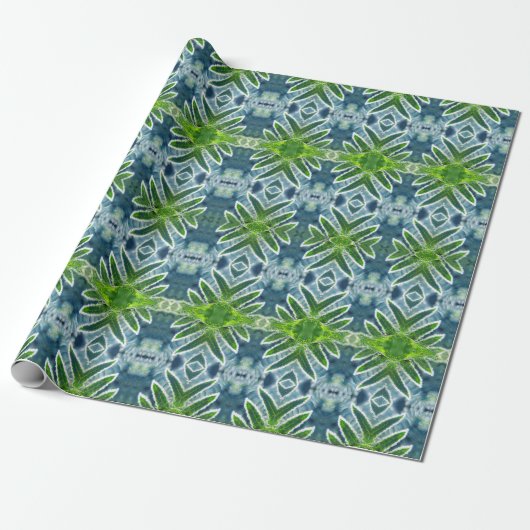 Beautiful, Green and Blue Fern Mandala Cadeaupapier (Uitgerold)