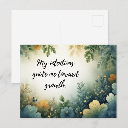 Beautiful Green Botanical Self-Growth Affirmation Briefkaart (Voorkant / Achterkant)