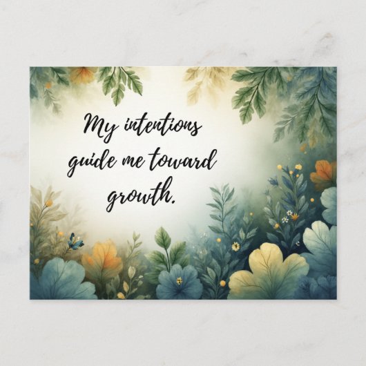 Beautiful Green Botanical Self-Growth Affirmation Briefkaart (Voorkant)