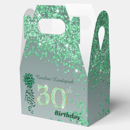 Beautiful Green Glitter Ribbon 30th Birthday Bedankdoosjes (Geopend)