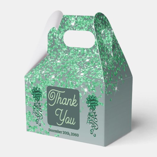 Beautiful Green Glitter Ribbon 50th Birthday Bedankdoosjes (Achterkant)