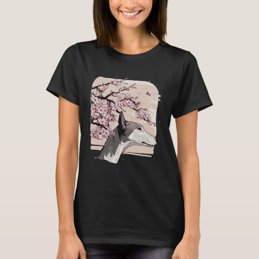 Beautiful Greyhound Cherry Blossom Dog Breed Japan T-shirt (Voorkant)