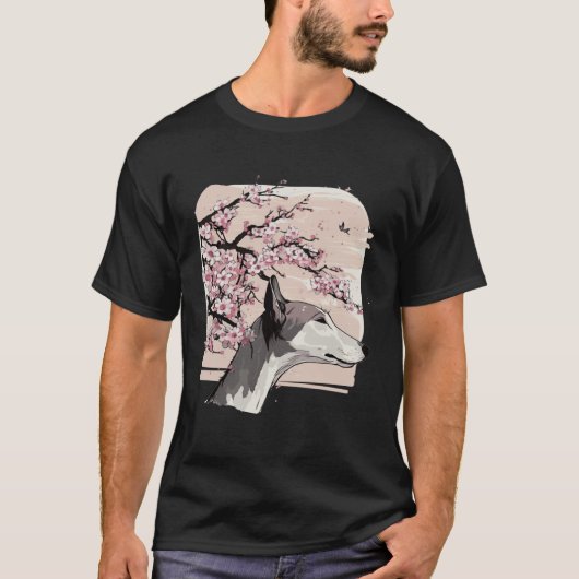 Beautiful Greyhound Cherry Blossom Dog Breed Japan T-shirt (Voorkant)