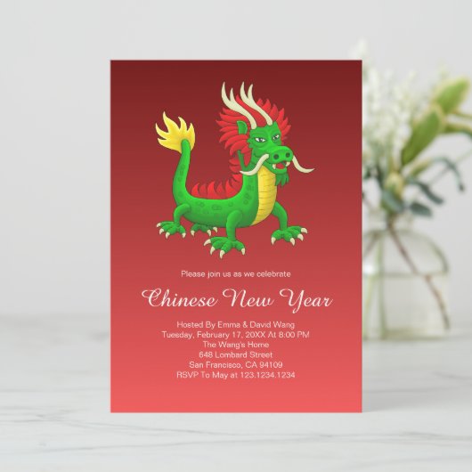 Beautiful Hand Drawn Chinese Dragon Kaart (Staand voorkant)