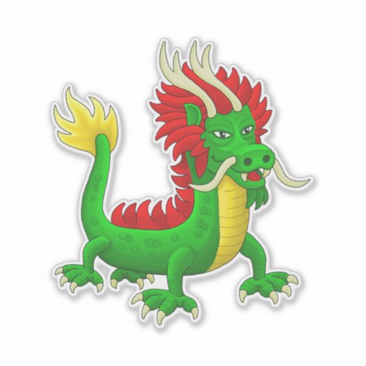 Beautiful Hand Drawn Chinese Dragon Sticker (Voorkant)