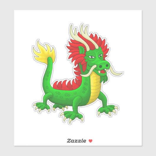 Beautiful Hand Drawn Chinese Dragon Sticker (Vel)