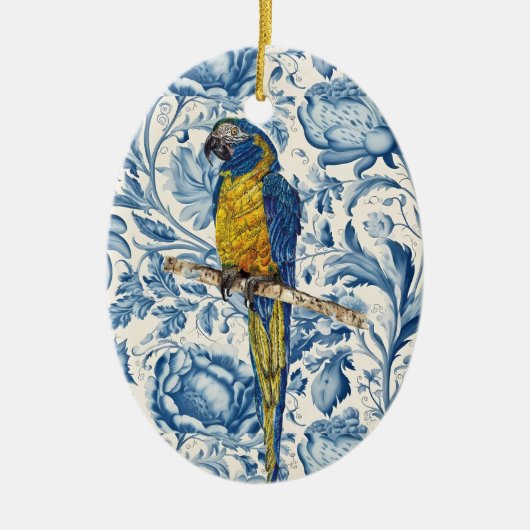 Beautiful Hand-Painted Endangered Macaw Keramisch Ornament (Voorkant)