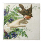 Beautiful hand with a bird and flowers tegeltje (Voorkant)