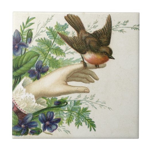 Beautiful hand with a bird and flowers tegeltje (Voorkant)