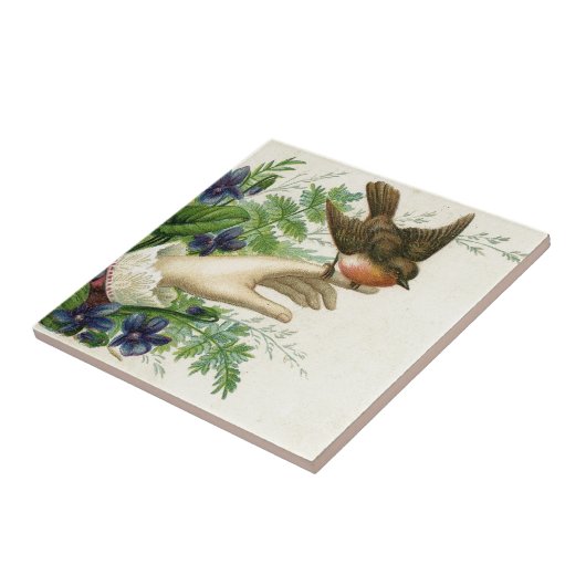 Beautiful hand with a bird and flowers tegeltje (Zijkant)