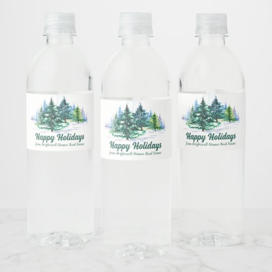 Beautiful Happy Holidays Custom Christmas Party Waterfles Etiket (Flessen)