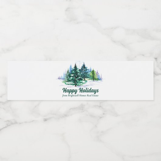 Beautiful Happy Holidays Custom Christmas Party Waterfles Etiket (Enkel label)