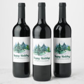 Beautiful Happy Holidays Custom Christmas Party Wijn Etiket (Flessen)