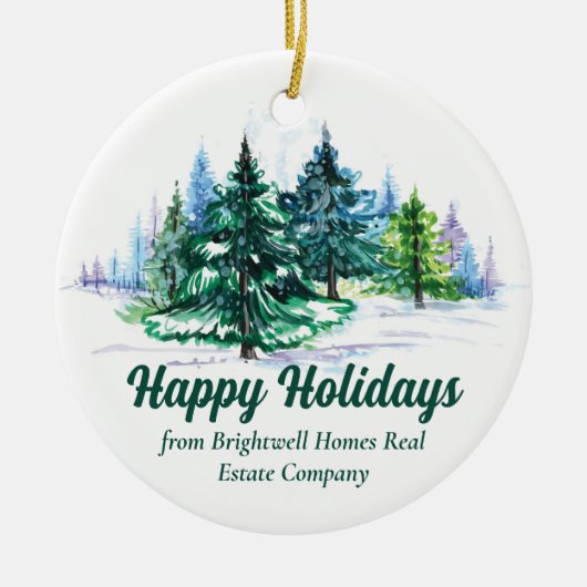 Beautiful Happy Holidays Custom Company Christmas Keramisch Ornament (Voorkant)