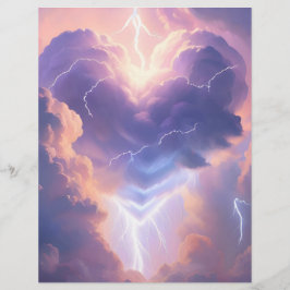 Beautiful heart of clouds and lightning. AI  Flyer
