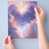 Beautiful heart of clouds and lightning. AI  Flyer (Hand)