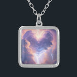 Beautiful heart of clouds and lightning. AI  Zilver Vergulden Ketting<br><div class="desc">Very beautiful image with a heart of lightning and clouds. Perfect design for generative content.</div>