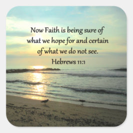BEAUTIFUL HEBREWS 11:1 SUNRISE VIERKANTE STICKER