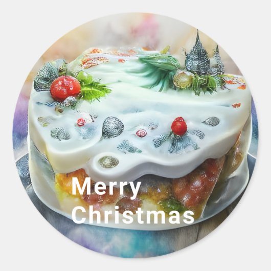 Beautiful Holiday Cake Christmas Food Ronde Sticker (Voorkant)