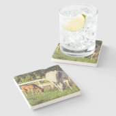 Beautiful Horse and Foal Green Pasture Stenen Onderzetter (Zijkant)