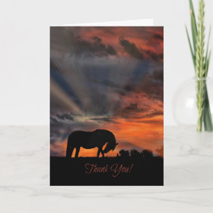 Beautiful Horse and Sunrise Thank You Cards Bedankkaart