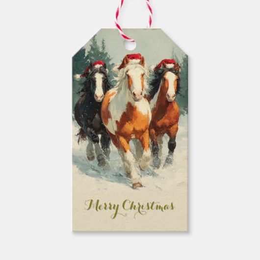 Beautiful Horse Christmas Gift Tag Cadeaulabel (Voorkant)