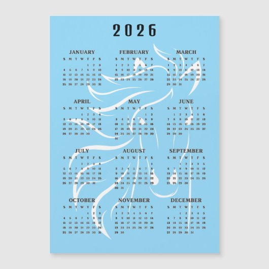 Beautiful Horse Design 2026 Calendar Magnetic Card (Voorkant)