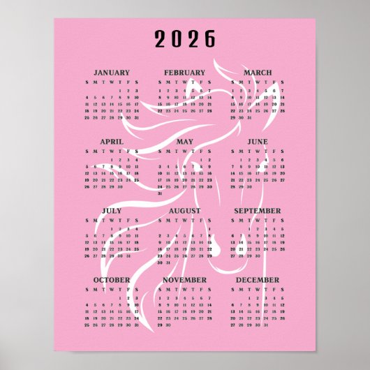 Beautiful Horse Design 2026 Wall Calendar Poster (Voorkant)