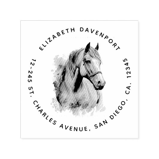 Beautiful Horse Head Portrait Address Zelfinktende Stempel (Design)