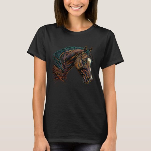 Beautiful Horse Horseback Riding Fun Rodeo Wester T-shirt (Voorkant)