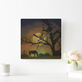Beautiful Horse in the Harvest Moon Clock Vierkante Klok (Huis)