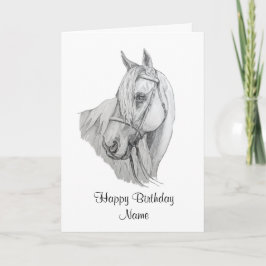 Beautiful Horse Pencil Portrait Happy Birthday Kaart
