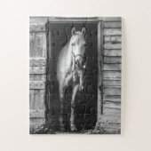 Beautiful Horses Rustic Barn B&W Oversized Legpuzzel (Verticaal)