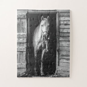 Beautiful Horses Rustic Barn B&W Oversized Legpuzzel