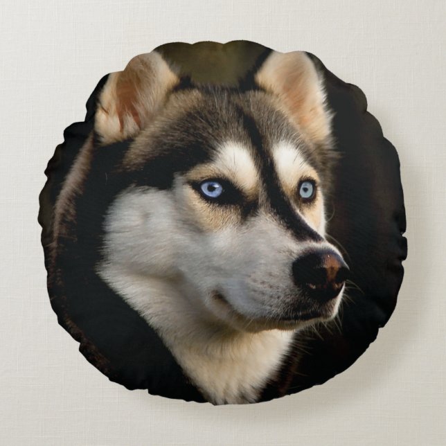Beautiful Husky Throw Pillow Rond Kussen (Voorkant)
