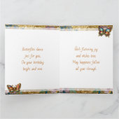 Beautiful Impasto Butterfly and Flowers Birthday Kaart (Binnen)