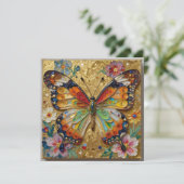 Beautiful Impasto Butterfly and Flowers Blank Kaart (Staand voorkant)