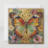 Beautiful Impasto Butterfly and Flowers Blank Kaart (Voorkant)