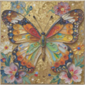 Beautiful Impasto Butterfly and Flowers Sticker (Voorkant)
