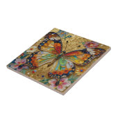 Beautiful Impasto Butterfly and Flowers   Tegeltje (Zijkant)
